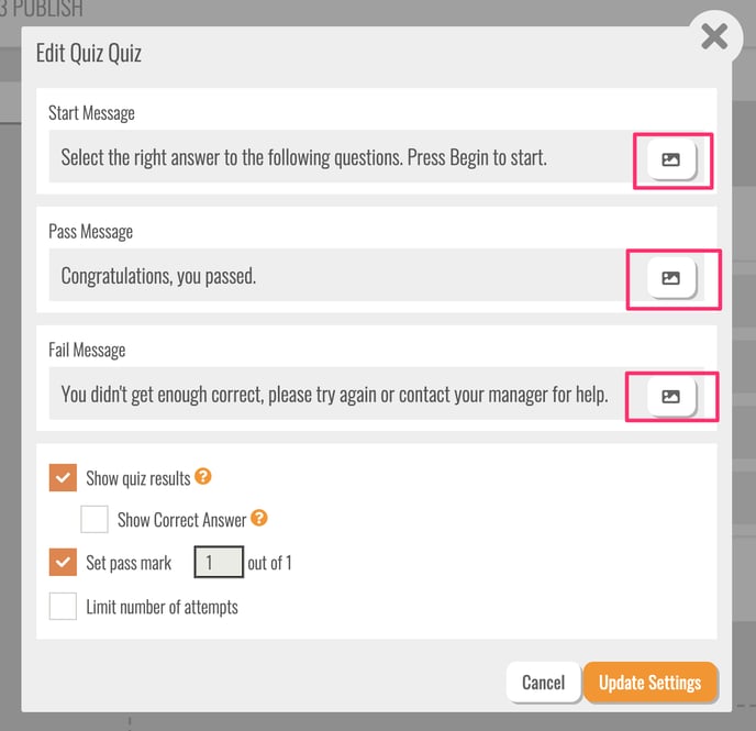 quiz-settings-pass-mark-messages-adding-images