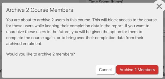 Archive Course Members popup