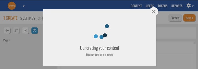 generating content popup