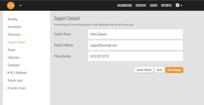 support-contact-settings