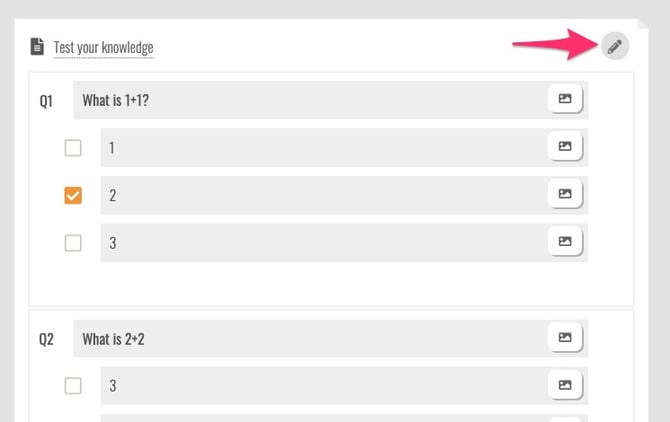 access quiz settings
