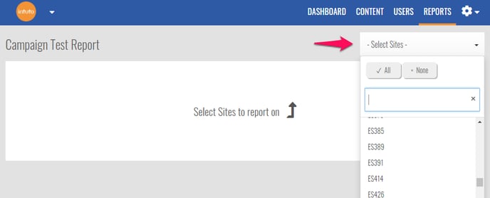 campaign test report select sites
