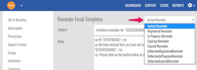 choose reminder email