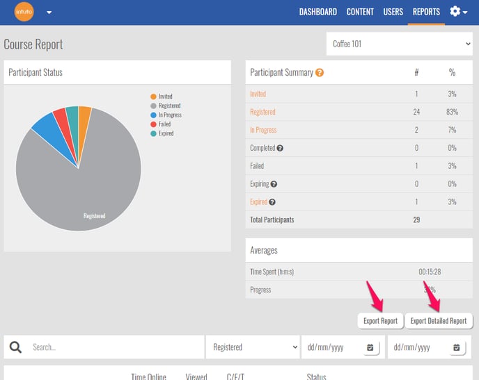 course report export