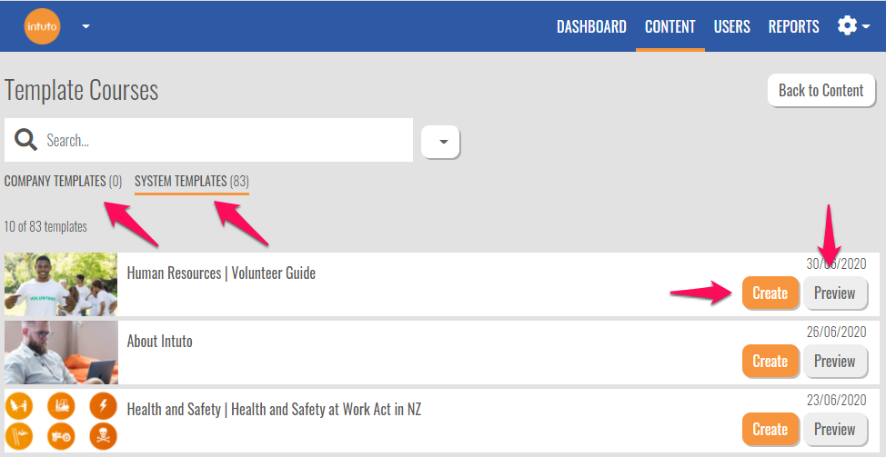 How to use a course template