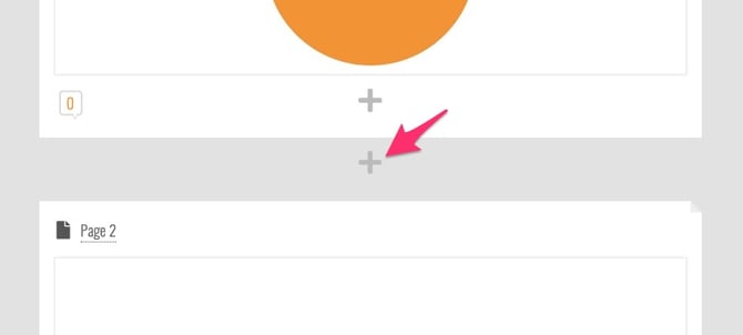 plus icon between pages